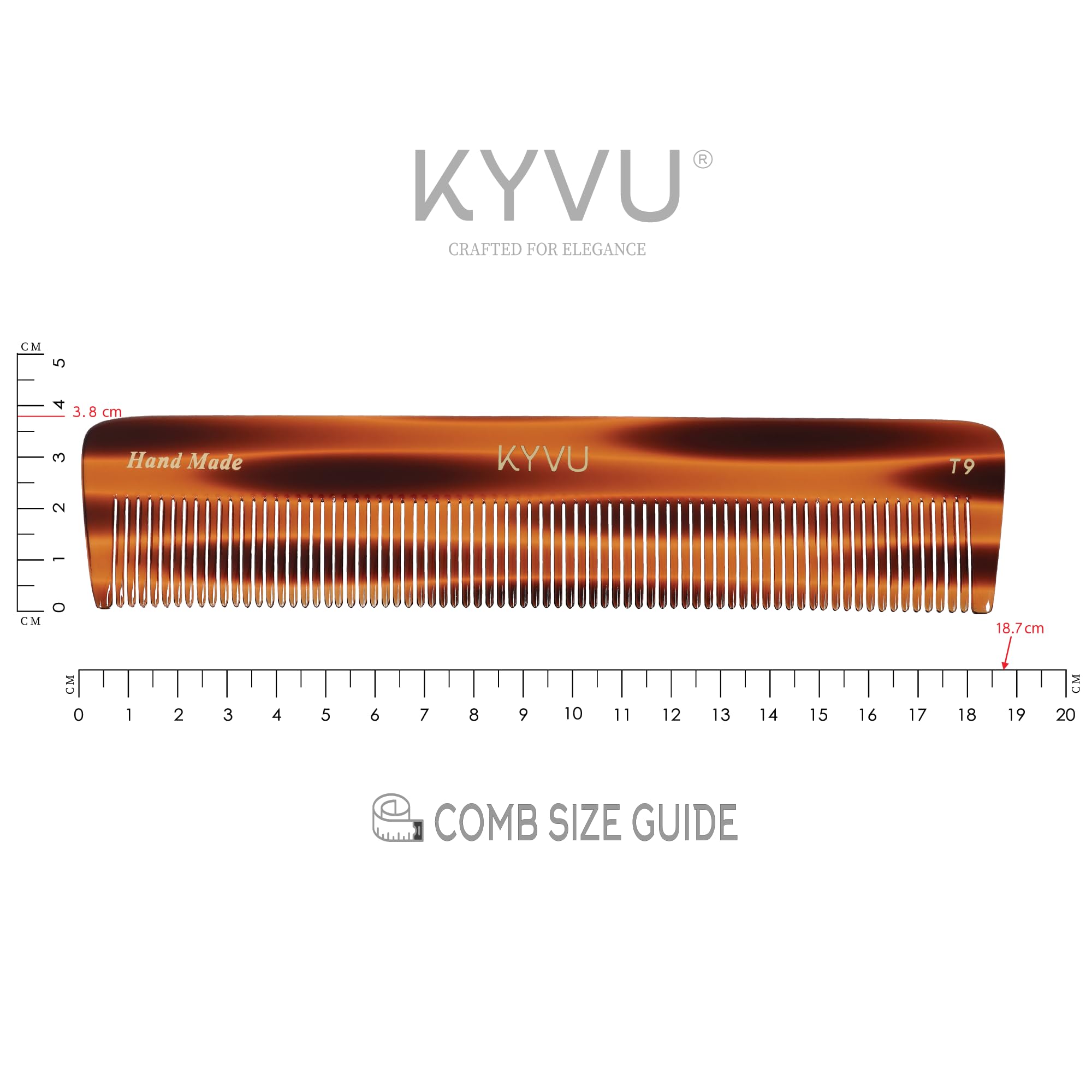 Handmade 18.7 cm Precision Fine-Tooth Comb (T9)