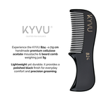 KYVU B24 black moustache comb vertical 7.5cm 5g weight, cellulose acetate anti-static fine teeth