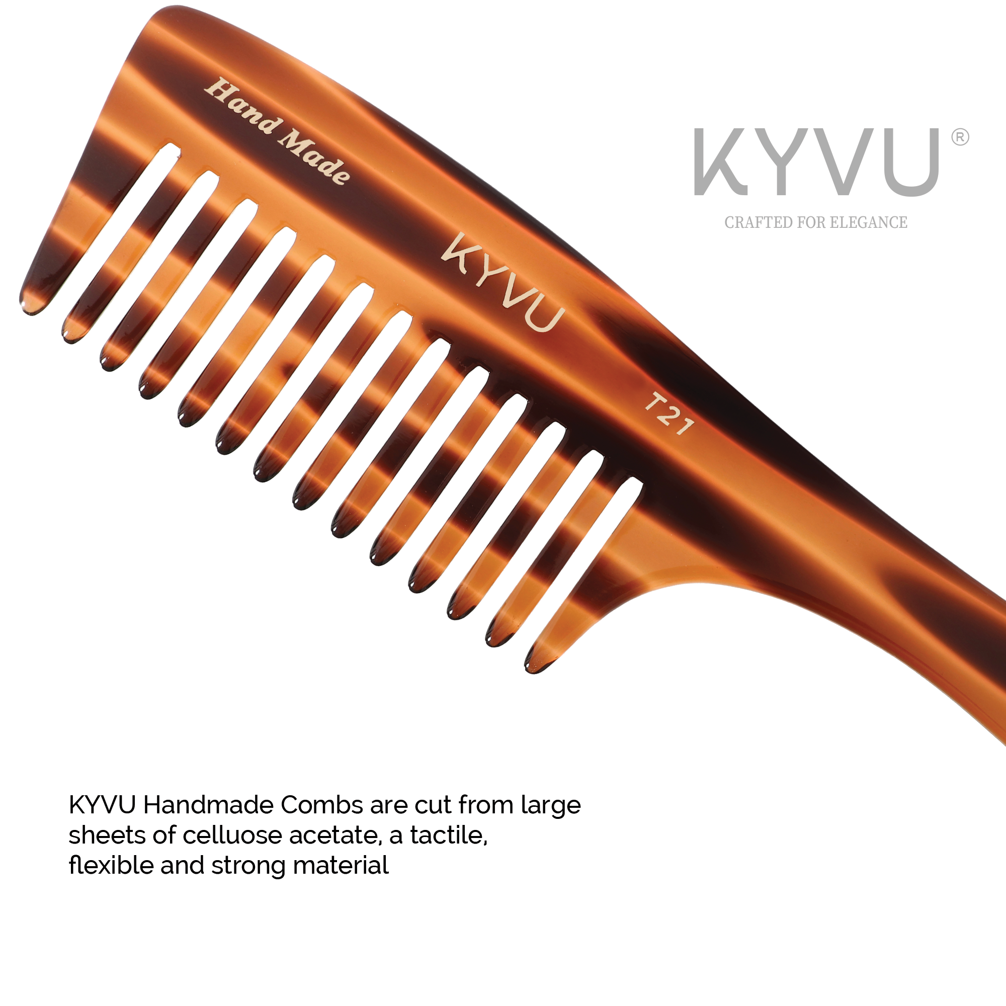 Handmade 20.8 cm Coarse-Tooth Styling Comb (T21)