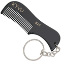 KYVU B25 handmade black moustache comb with keyring 7.5cm fine teeth