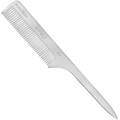 KYVU A6 extra-large aluminium fine-tooth styling comb with handle, brushed silver, 6163-grade alloy.