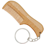 KYVU W25 handmade beechwood moustache comb with keyring 7.5cm fine teeth