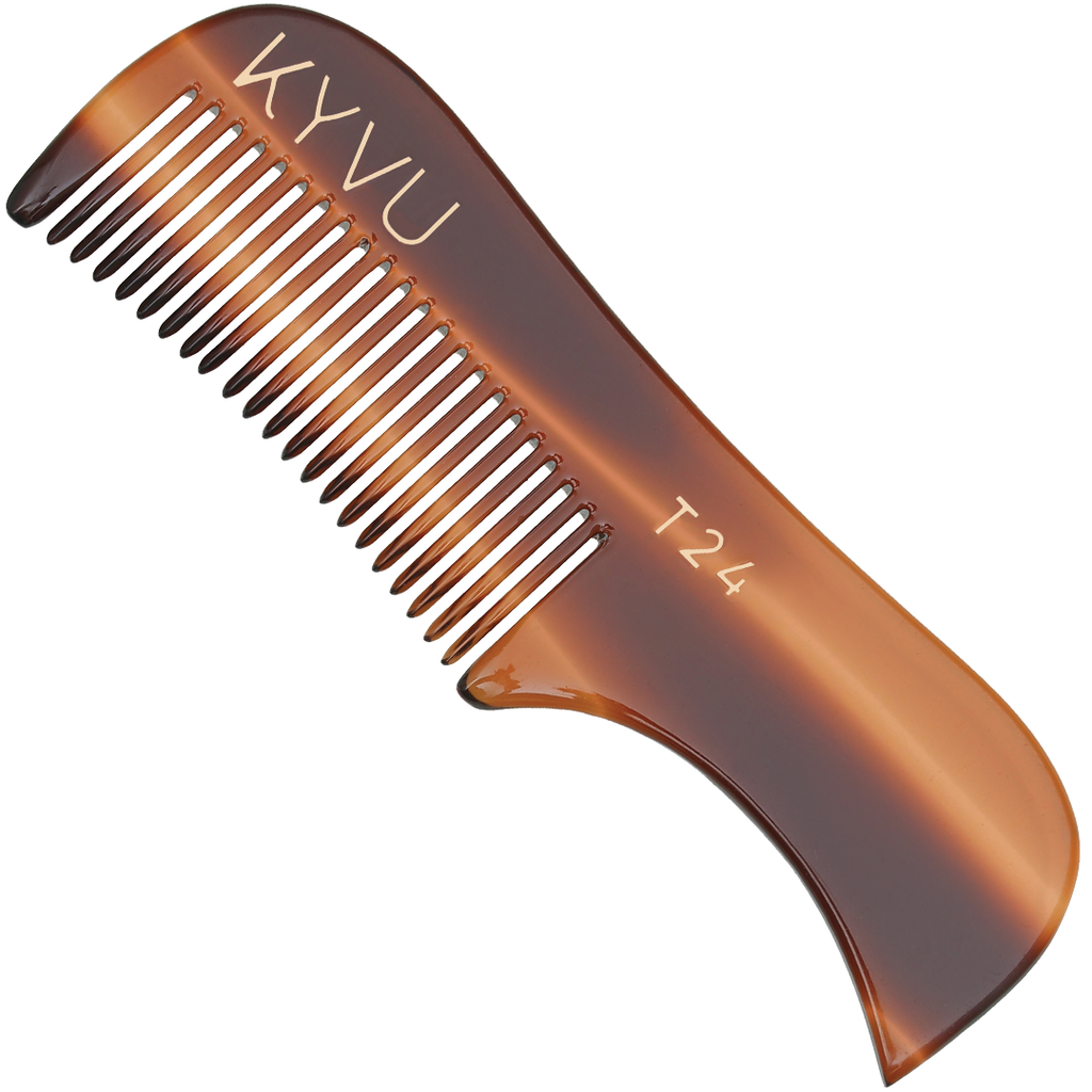 KYVU T24 handmade tortoiseshell moustache comb 7.5cm fine teeth