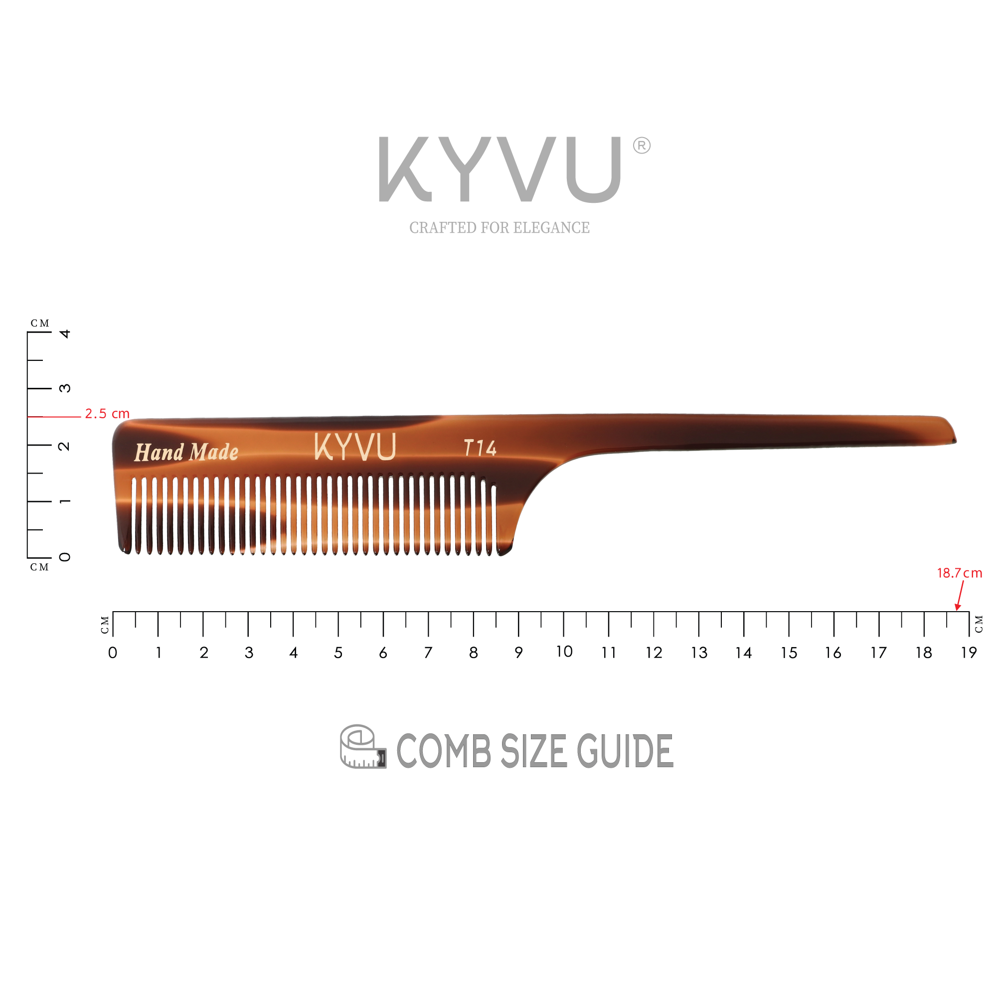 Handmade 18.7 cm Tail Comb (T14)