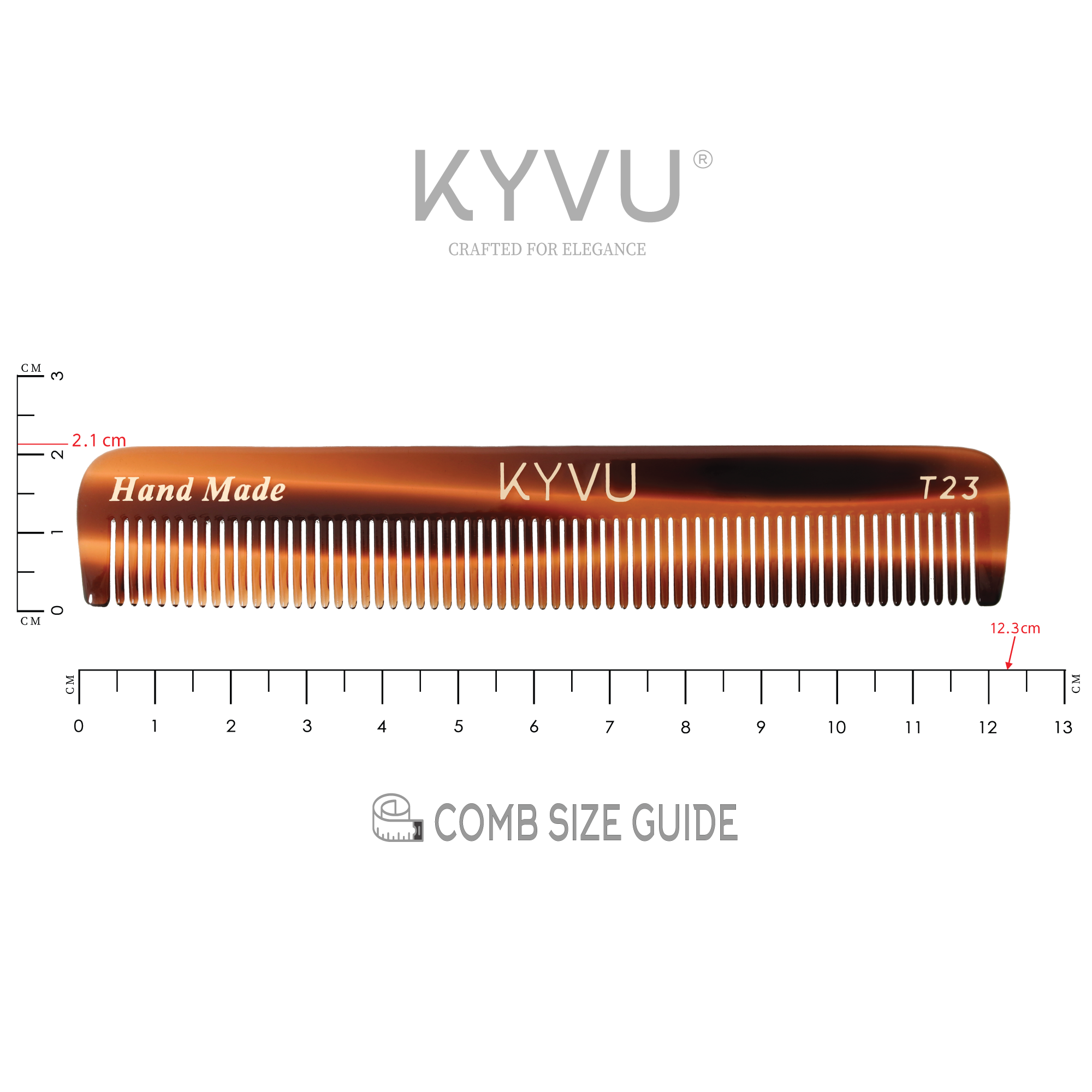 Handmade 12.3 cm Compact Travel Comb (T23)