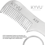 A25 anodized aluminium close-up showing brushed-silver finish and laser-engraved KYVU branding