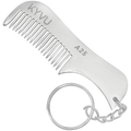 KYVU A25 handmade metal beard and moustache comb with keyring in anodized aluminium, fine-tooth, for men