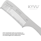 KYVU A3 handmade metal coarse-tooth comb with handle in anodized aluminium, for thick and curly hair