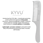 KYVU A3 metal coarse-tooth comb with handle specifications — 17.8 cm, 25 g, anti-static aluminium, coarse teeth