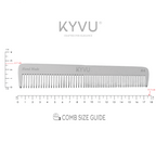 KYVU A4 metal dual-tooth comb size guide — 17.7 cm length, 2.7 cm width, 0.3 cm thickness