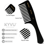 B21 black acetate rake comb showing 12 tall, wide-spaced coarse teeth with hand-rounded tips