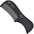 KYVU B24 handmade black beard and moustache comb in cellulose acetate, fine-tooth, pocket size, for men
