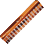 KYVU T10 handmade tortoiseshell pocket comb in cellulose acetate, coarse-tooth, for thick and curly hair