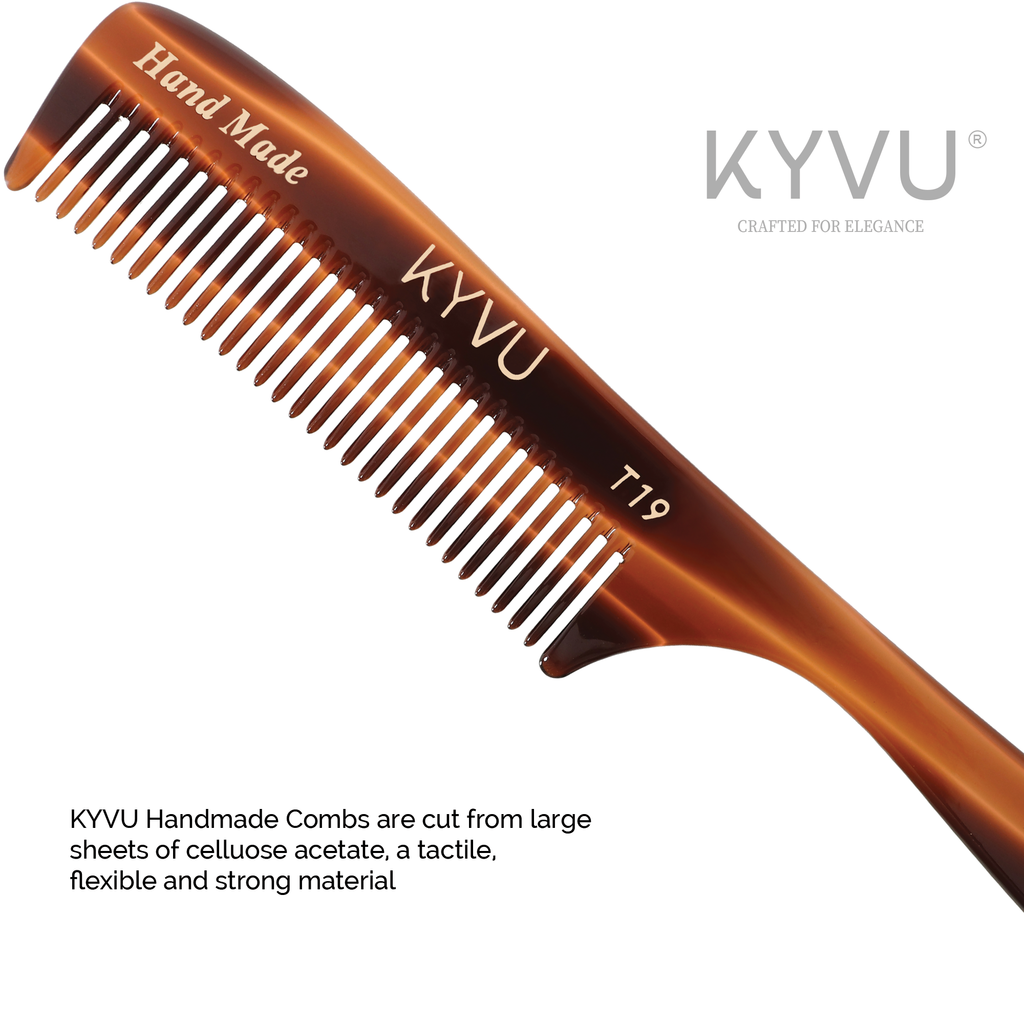  KYVU T19 cellulose acetate close-up showing warm mottled tortoiseshell pattern