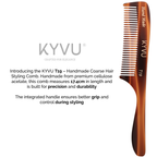  KYVU T19 rake comb size guide — 17.4 cm length, 2.6 cm width, 0.375 cm thickness
