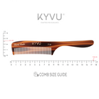 KYVU T19 tortoiseshell rake comb with handle specifications — 17.4 cm, 12 g, cellulose acetate, 29 teeth