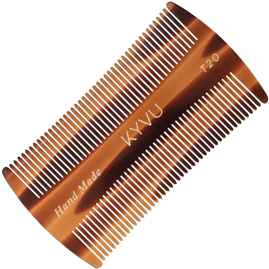 KYVU T20 handmade micro-tooth cellulose acetate pocket comb 9.4cm, classic tortoiseshell finish, ultra-light 14g, low-static
