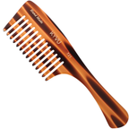 KYVU T21 handmade tortoiseshell full-bodied rake comb with handle in cellulose acetate, deep head, for thick and curly hair