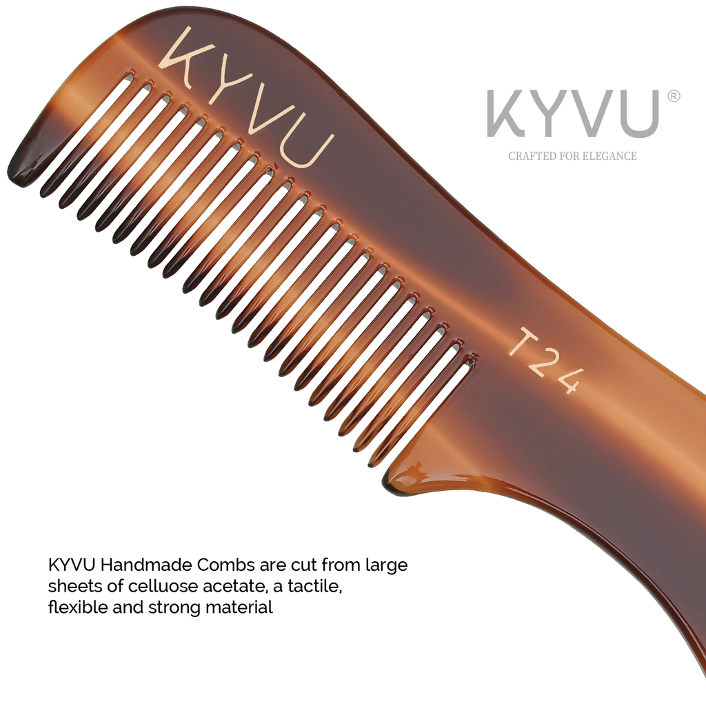 KYVU T24 cellulose acetate close-up showing warm mottled tortoiseshell pattern