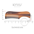 KYVU T25 tortoiseshell beard comb with keyring specifications — 7.5 cm, 7 g, cellulose acetate, fine teeth