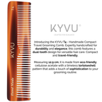 KYVU T4 tortoiseshell pocket comb size guide — 12.9 cm length, 3.1 cm width, 0.325 cm thickness