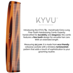 KYVU T5 fine-tooth comb size guide — 22.3 cm length, 4.4 cm width, 0.45 cm thickness