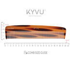 KYVU T5 tortoiseshell fine-tooth comb specifications — 22.3 cm, 38 g, cellulose acetate, fine teeth