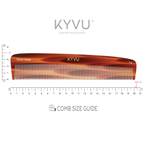 KYVU T6 tortoiseshell fine-tooth comb specifications — 20.3 cm, 26 g, cellulose acetate, fine teeth