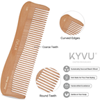 KYVU W1 steam beech wood comb close-up showing smooth natural grain