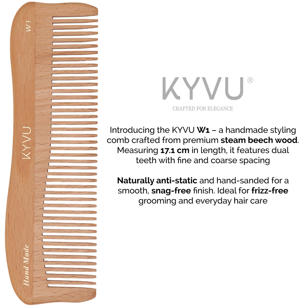 W1 steam beech coarse-tooth comb specifications — 20 g, coarse teeth, handmade
