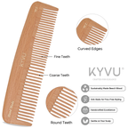 W2 wooden comb showing fine and coarse dual teeth with hand-rounded tips