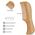 W24 beechwood beard comb showing closely-spaced fine teeth with hand-rounded tips