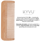 W3 steam beech coarse-tooth comb specifications — 16.6 cm, 24 g, coarse teeth, for thick and textured hair