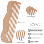 W4 wooden comb showing wide-spaced coarse teeth with hand-rounded tips