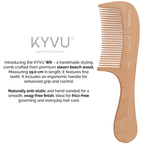 W6 steam beech comb specifications — 21 g, fine teeth, handmade