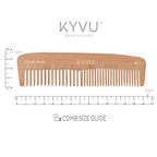 W7 wooden dual-tooth comb size guide — 14.5 cm length, 3.8 cm width, 0.55 cm thickness
