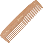 KYVU W7 handmade compact dual-tooth wooden comb in steam beech, fine and coarse teeth, for all hair types