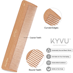 W8 wooden comb showing coarse wide-spaced teeth with hand-rounded tips